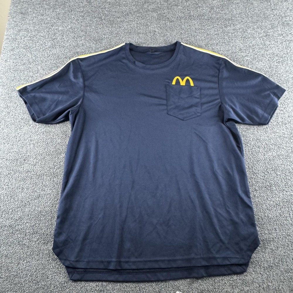 McDonald's T-Shirt Mens XL Blue Pocket Employee Crew Uniform Logo MC314 Tee